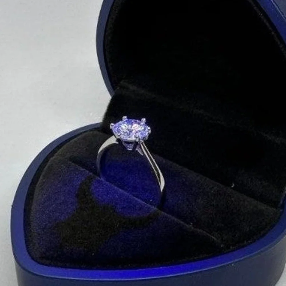 Moissanite Diamond Engagement Ring 6 Prong Wedding S925 2 Ct Size 9